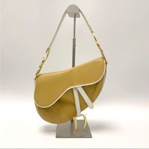 DIOR lambskin 2000s Brown white Saddle bag